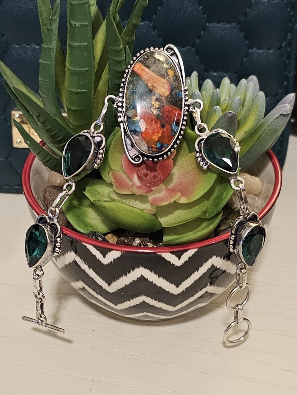 Spiny Oyster Turquoise / Green Quartz Bracelet